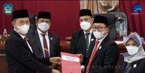 Bupati Bolsel Hadiri Paripurna DPRD Dalam Rangaka Pembicaraan Tingkat II Pengambilan Keputusan Ranperda RPJMD Tahun 2021-2026