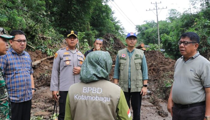 Bencana Alam Terjang Kotamobagu Pasca Hujan Deras, Kapolres dan Forkopimda Tinjau Lokasi