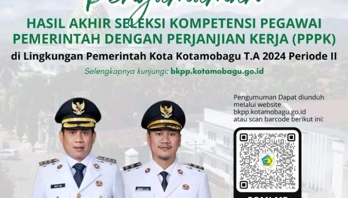 Pemkot Kotamobagu Umumkan Hasil Akhir Seleksi Kompetensi PPPK Tahun Anggaran 2024 Periode II