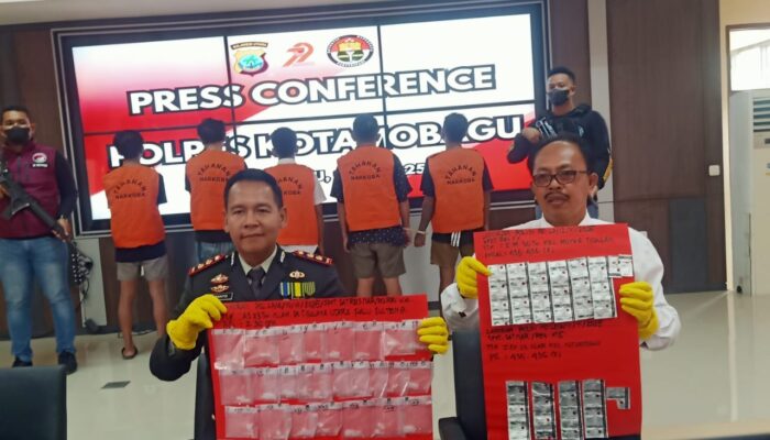Kapolres Kotamobagu Rilis Penangkapan Lima Oknum Tindak Pidana Narkotika dan Obat Terlarang