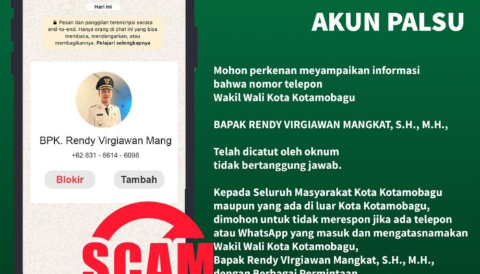Hati-Hati! Penipu Catut Identitas Wakil Wali Kota Kotamobagu
